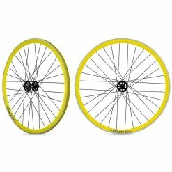 Roue Avant Fixie Jante Jaune Moyeu Noir Rodi