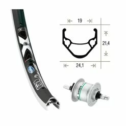 Roue Avantavec écrou Wiener Moy.Dyn.Dh3N20 36T Rigida X-Star